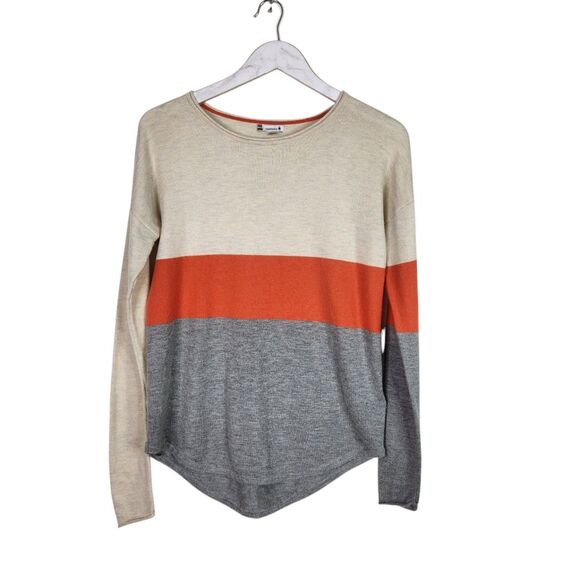 SMARTWOOL Sweater Womens Small Gray Orange Cream Shadow Pine Crew Sweater‎ Cabin - Picture 1 of 9